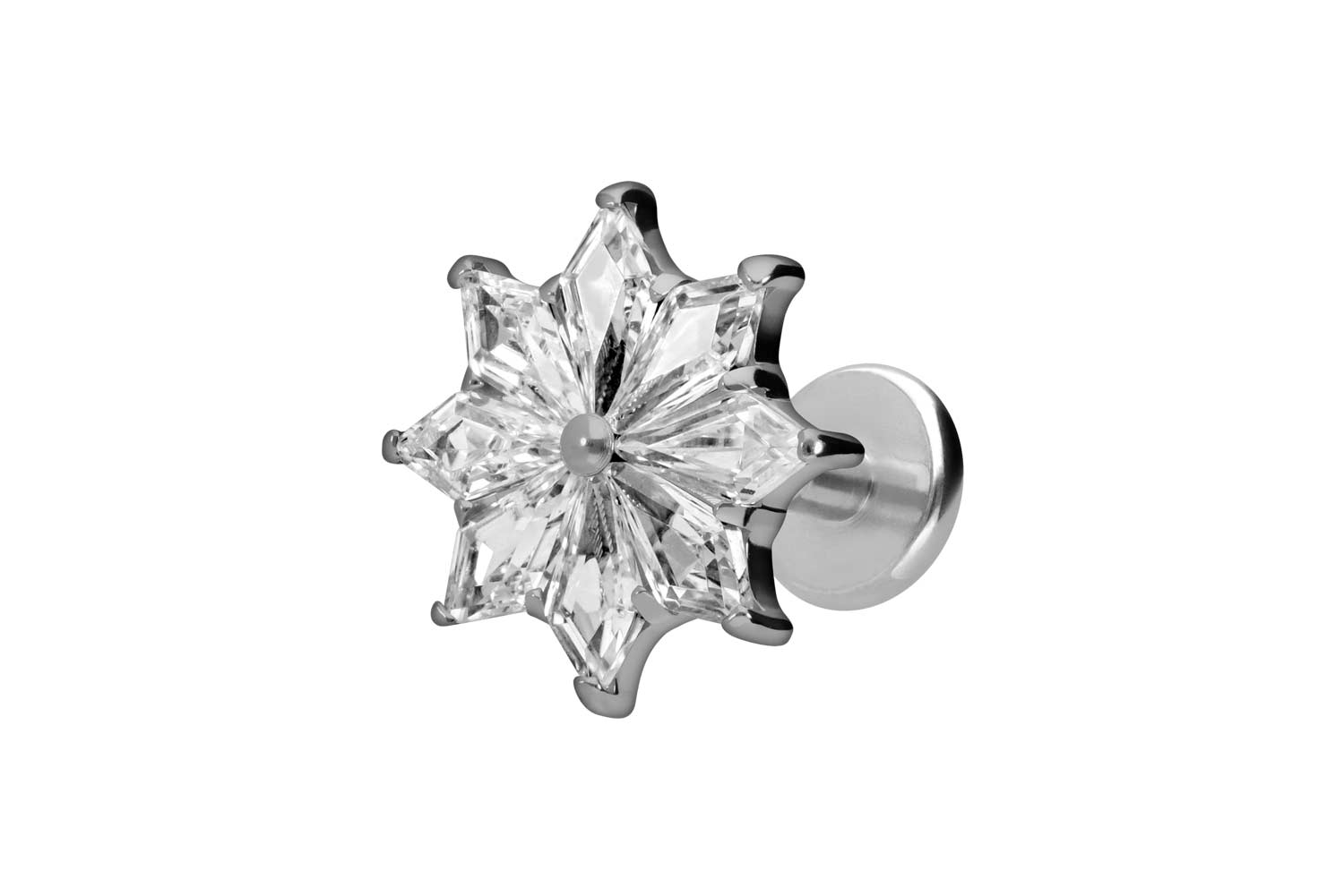 Titan Labret Piercing mit Innengewinde KRISTALLSTERN